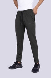 Solid olive elastic waist track pants